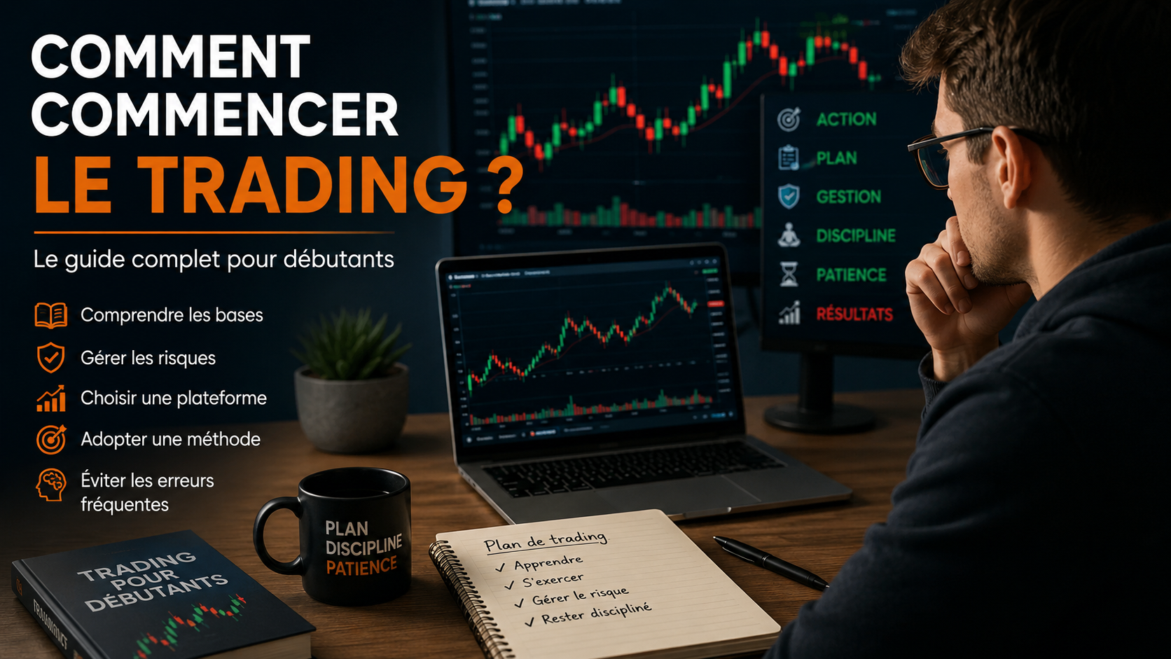 Débutant qui apprend comment commencer le trading avec prudence